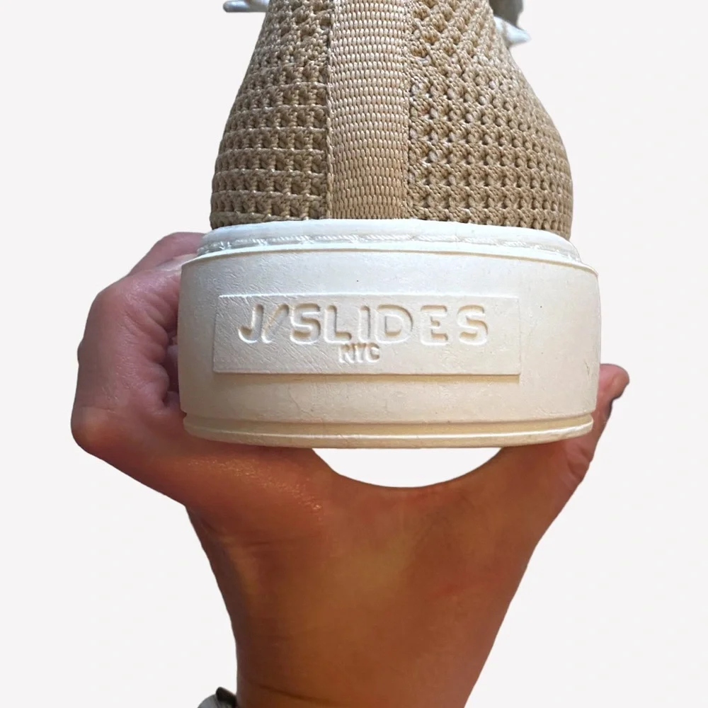 NIB J/SLIDES NYC Duchess Lace-Up Fashion Platform Sneakers White Beige Women’s 9 - Picture 4 of 11